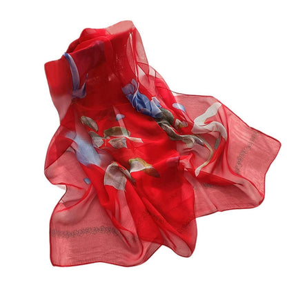 Leichter Seidenschal Damen Georgette Chiffon 160x50cm Geschenkidee