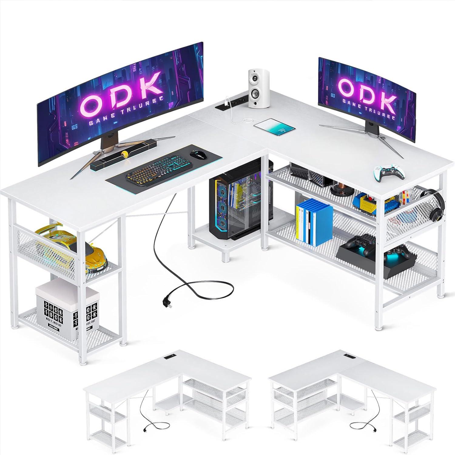Gaming Schreibtisch L-Form mit USB-Anschlüssen und Stauraum