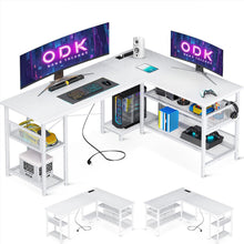 Gaming Schreibtisch L-Form mit USB-Anschlüssen und Stauraum