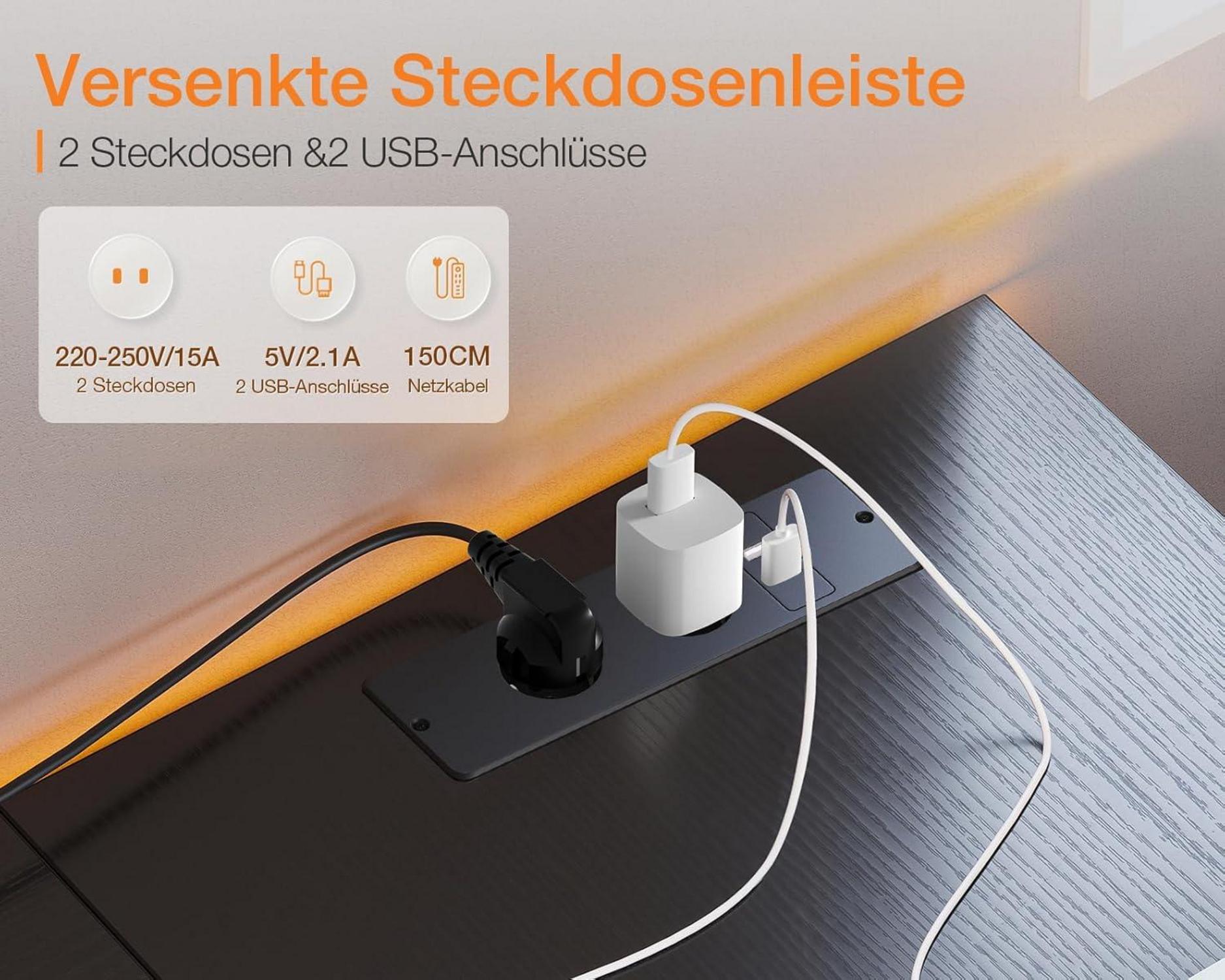 Gaming Schreibtisch L-Form mit Stauraum und integrierter