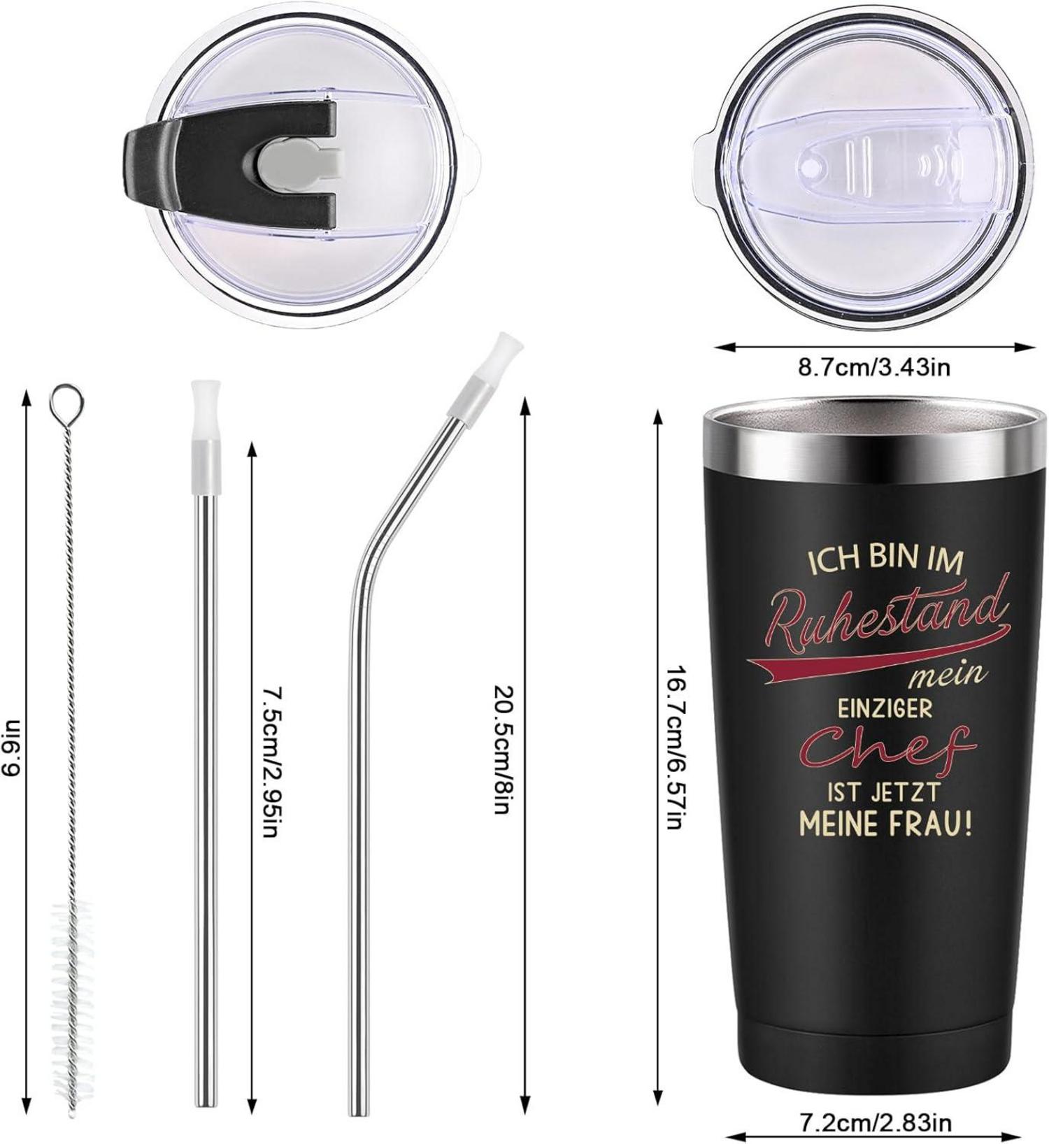 Rentner Geschenk Tasse 2024 Ruhestand Edelstahl Kaffeebecher