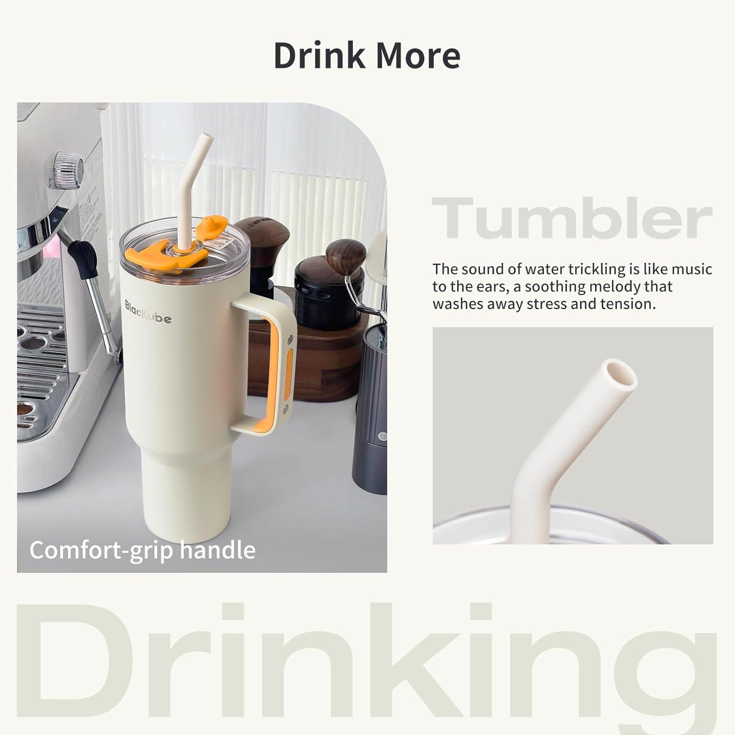 Blackube 1200ml Trinkbecher mit Strohhalm und Deckel BPA-frei auslaufsicher meta