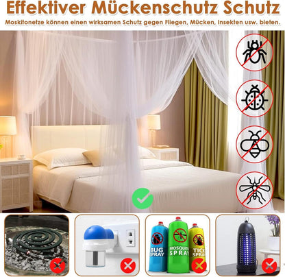Moskitonetz Doppelbett Einzelbett Mückenschutz 1.9m x 2.1m x 2.4m