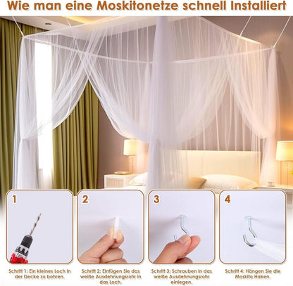 Moskitonetz Doppelbett Einzelbett 1.9m 2.1m 2.4m Mückenschutz Innen & Außen