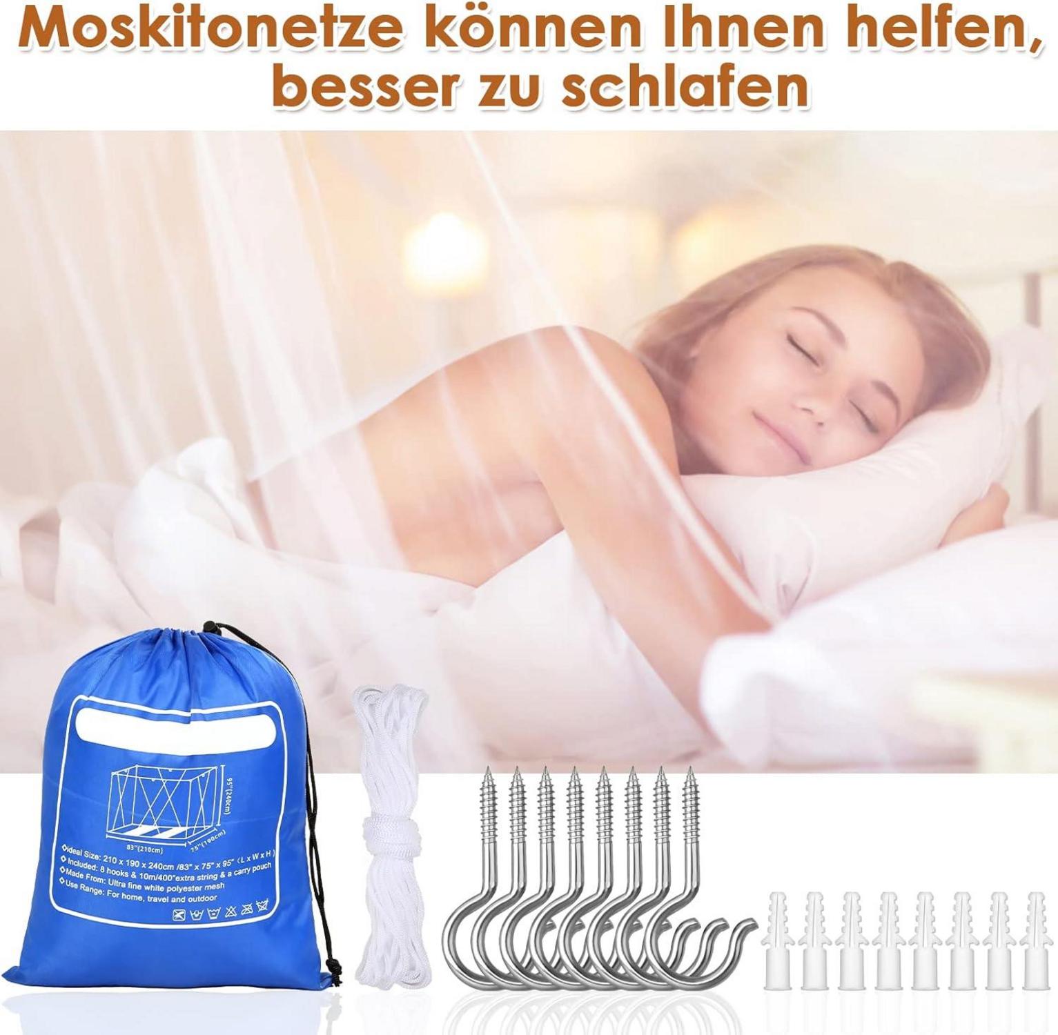 Moskitonetz Doppelbett Einzelbett 1.9m x 2.1m x 2.4m Mückenschutz