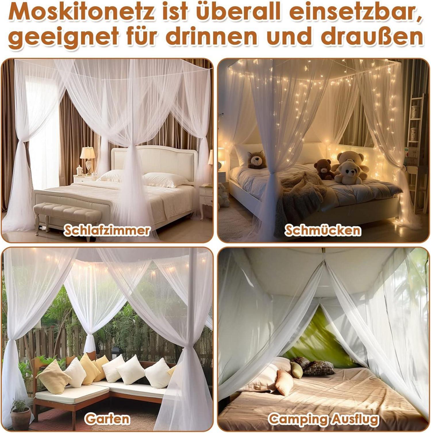 Moskitonetz Doppelbett Einzelbett 1.9m 2.1m 2.4m Mückenschutz Innen & Außen