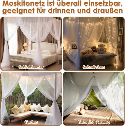 Moskitonetz Doppelbett Einzelbett 1.9m 2.1m 2.4m Mückenschutz Innen & Außen