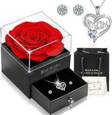 Ewige Rose Box mit 925 Silber Schmuck - Muttertagsgeschenk