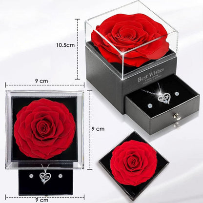 Ewige Rose Muttertagsgeschenk Herz Halskette Ohrringe 925 Silber