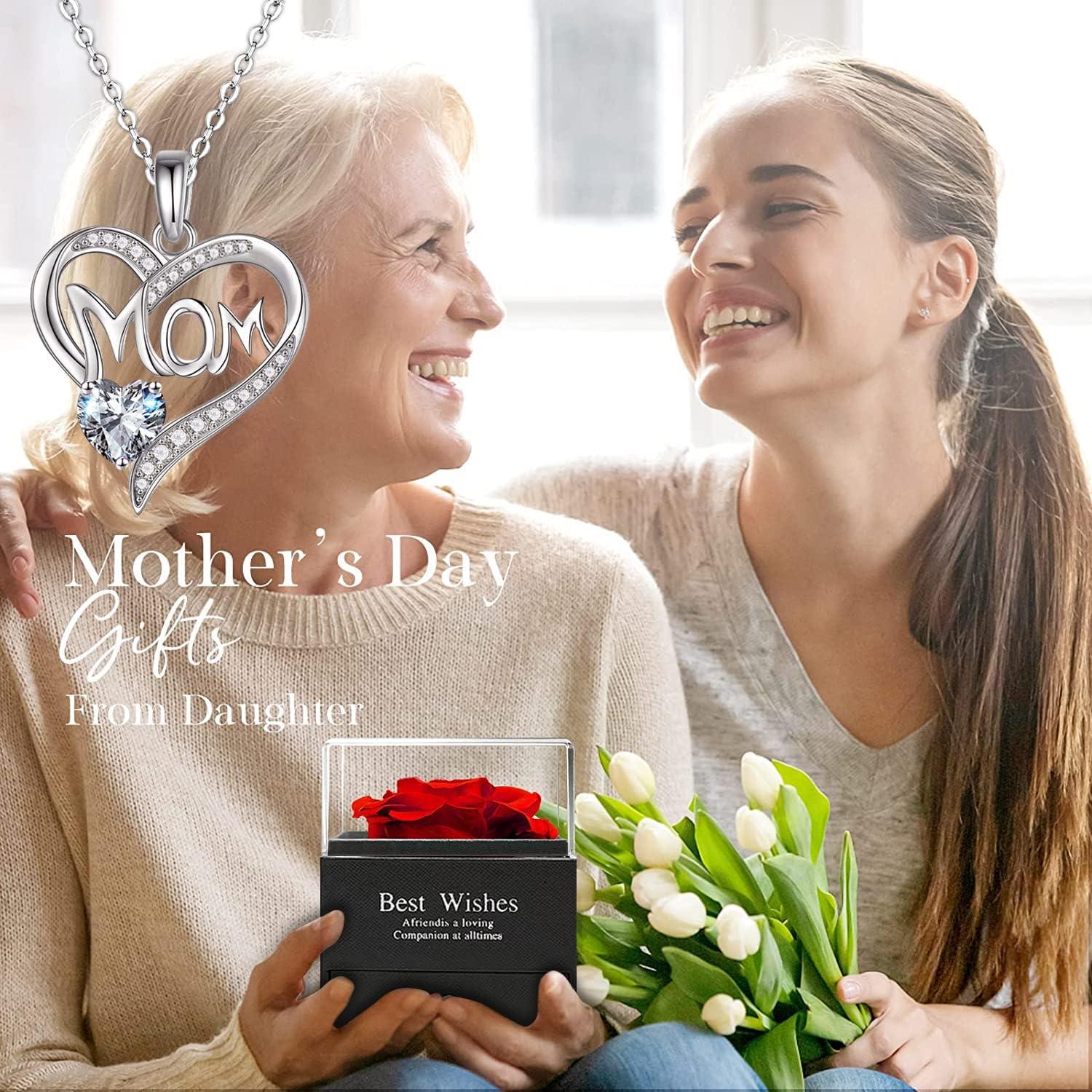 Ewige Rose Muttertagsgeschenk Herz Halskette Ohrringe 925 Silber