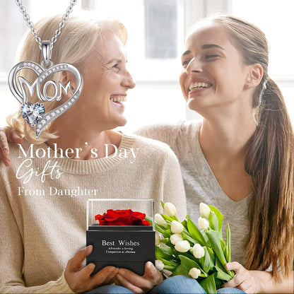 Ewige Rose Muttertagsgeschenk Herz Halskette Ohrringe 925 Silber