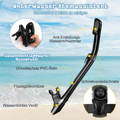 Schnorchelset Erwachsene Tauchmaske und Trocken Schnorchel Set, Anti-Fog Glasmaske