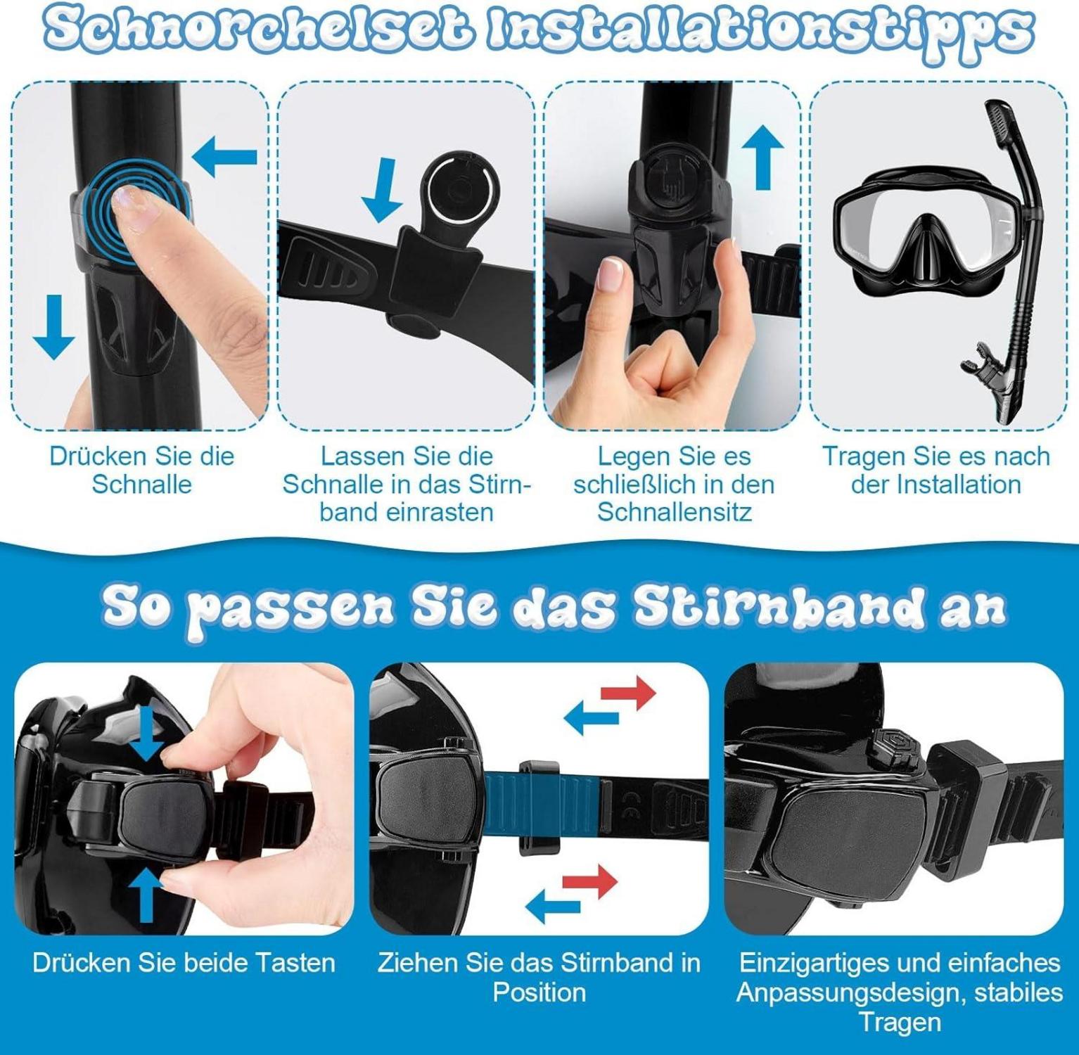 MILFECH Schnorchelset Erwachsene Tauchmaske Trocken Schnorchel Anti-Leck