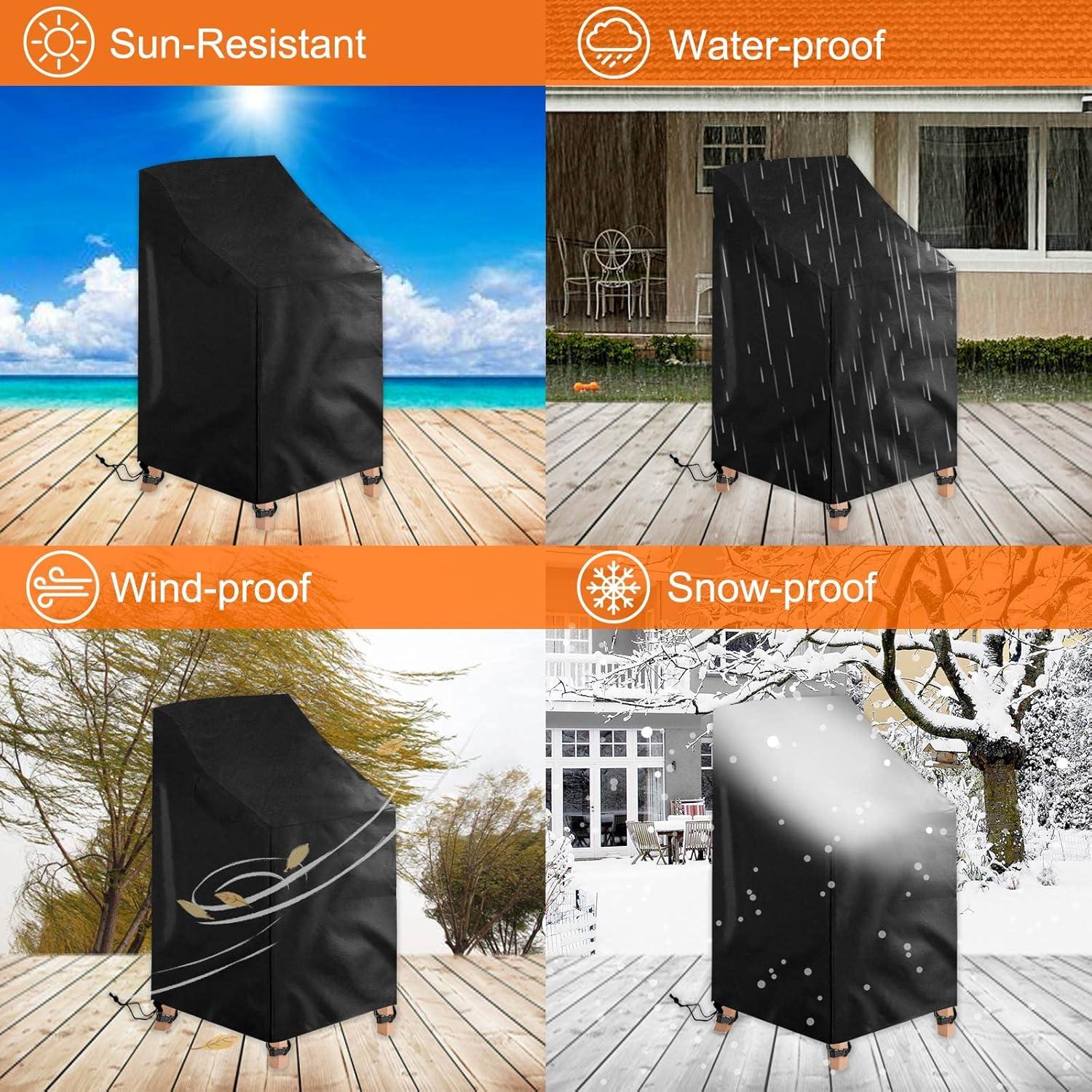 2er Set Gartenstuhl Schutzhülle Winterfest UV-wasserfest 72x92x70/120 cm