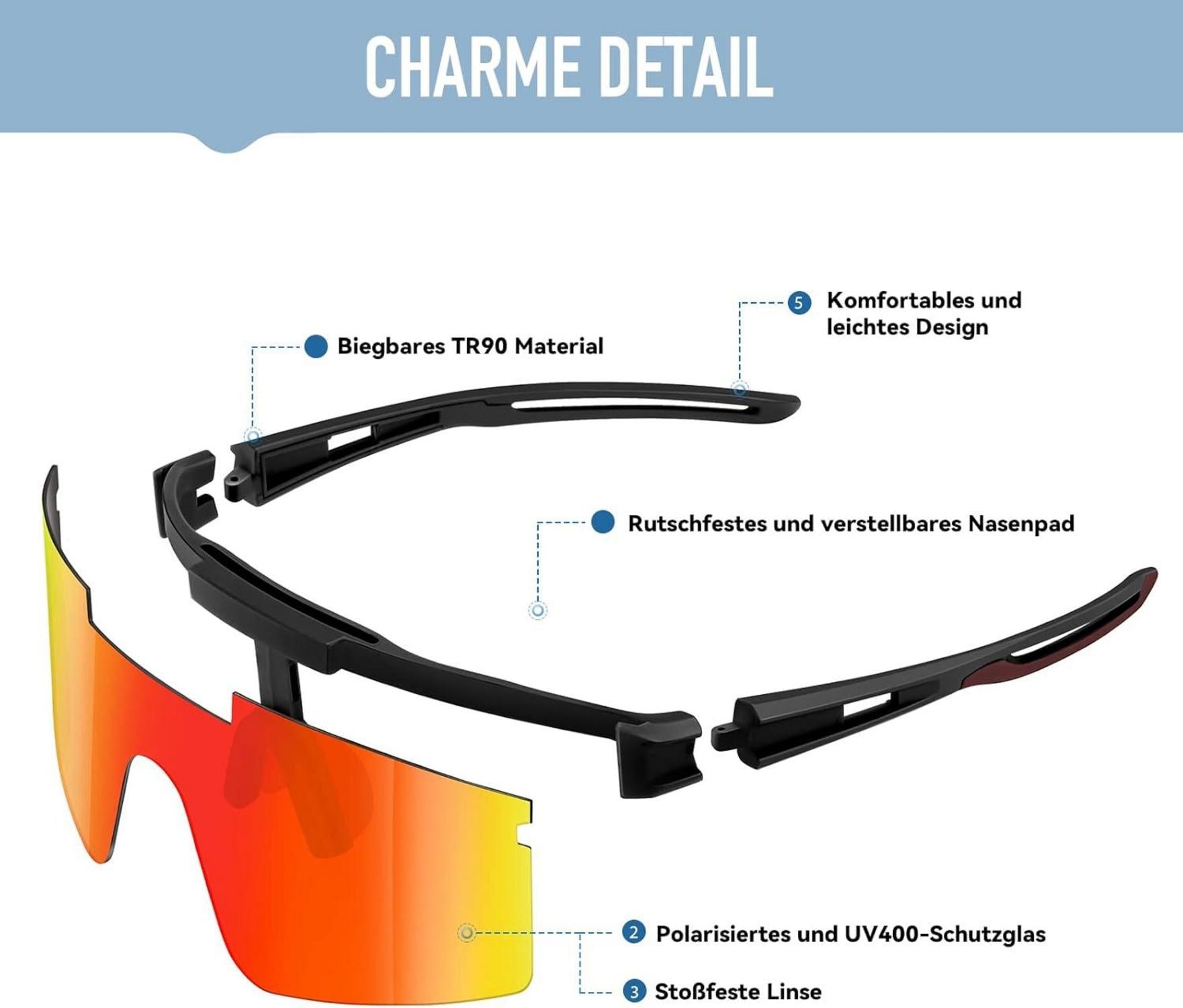 Sportbrille Polarisiert Radsportbrillen Fahrradbrille UV400