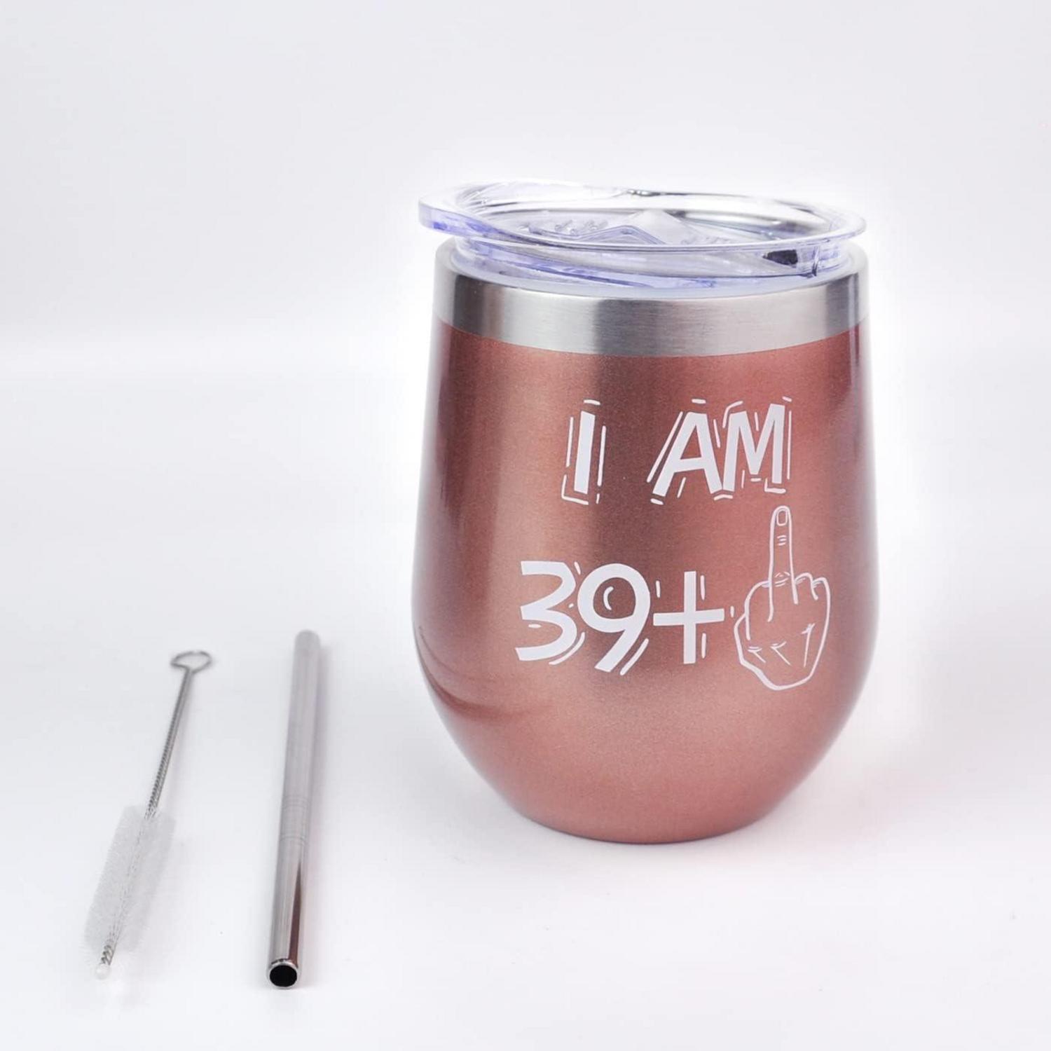 Edelstahl Weinbecher 40. Geburtstagsgeschenk Frauen 350ml 12OZ