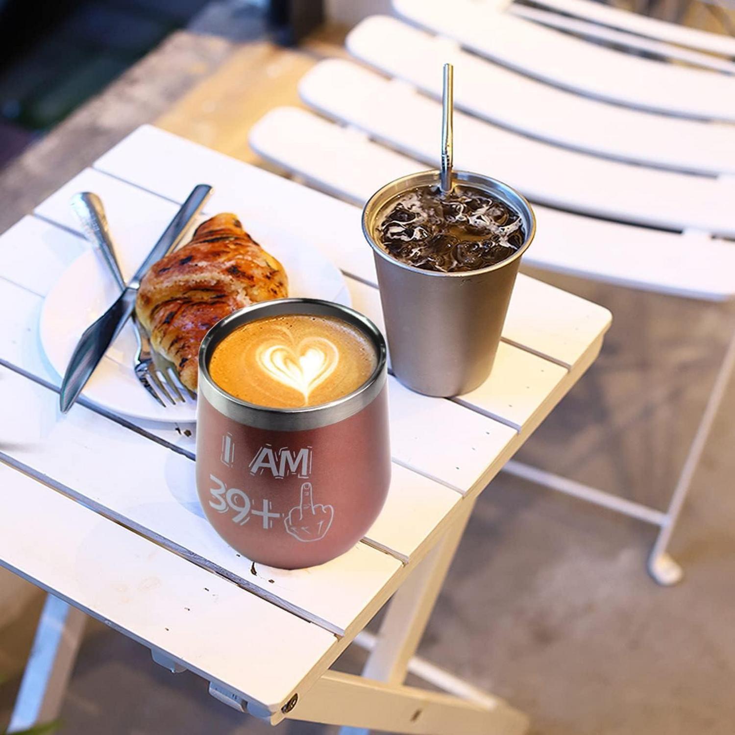 Edelstahl Weinbecher 40. Geburtstagsgeschenk Frauen 350ml 12OZ