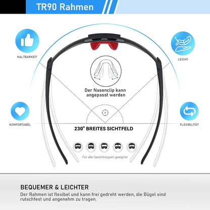suoso Sportbrille Polarisiert Radsportbrillen UV400 für Herren Damen
