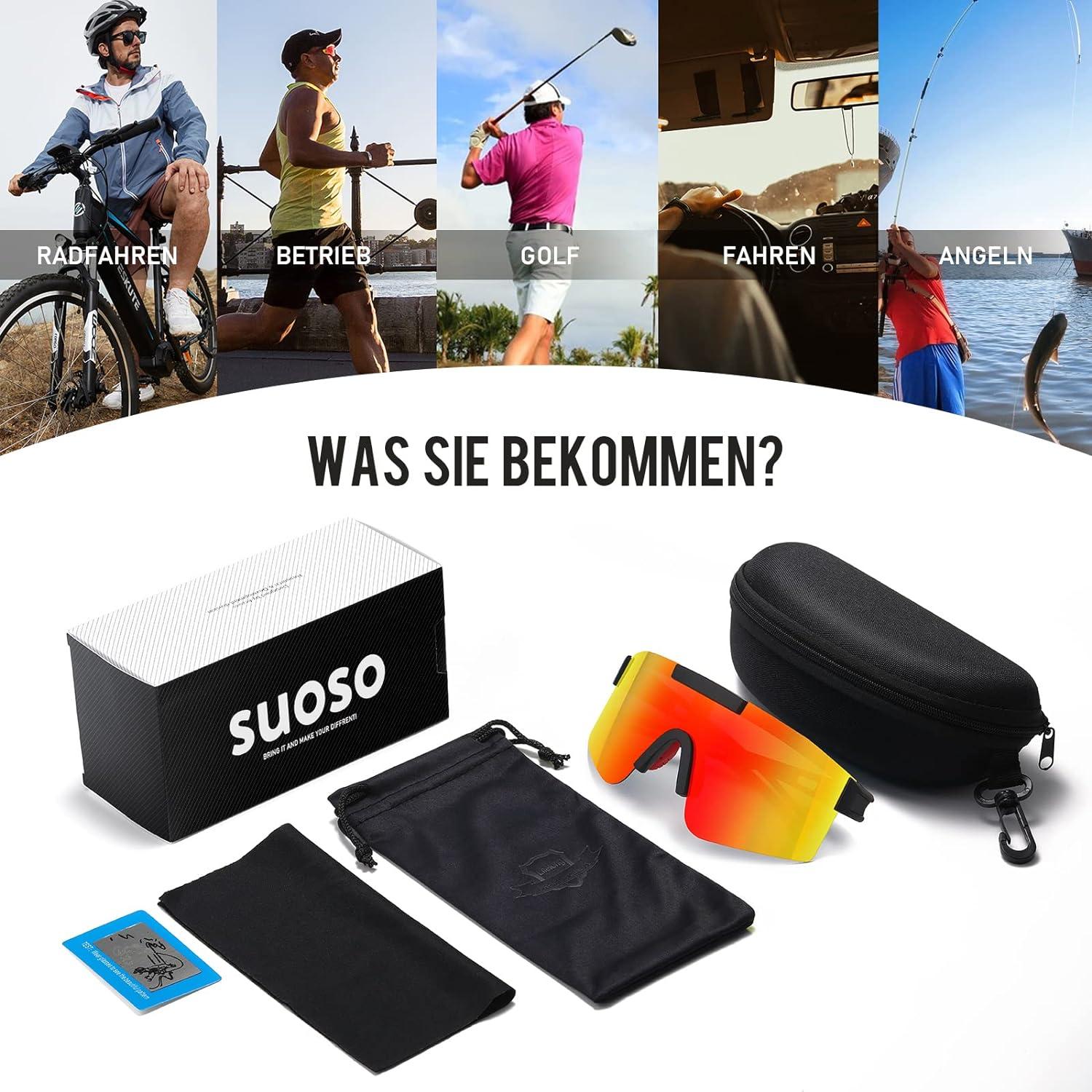 Sportbrille Polarisiert UV400 Radsport Sonnenbrille für Herren Damen MTB