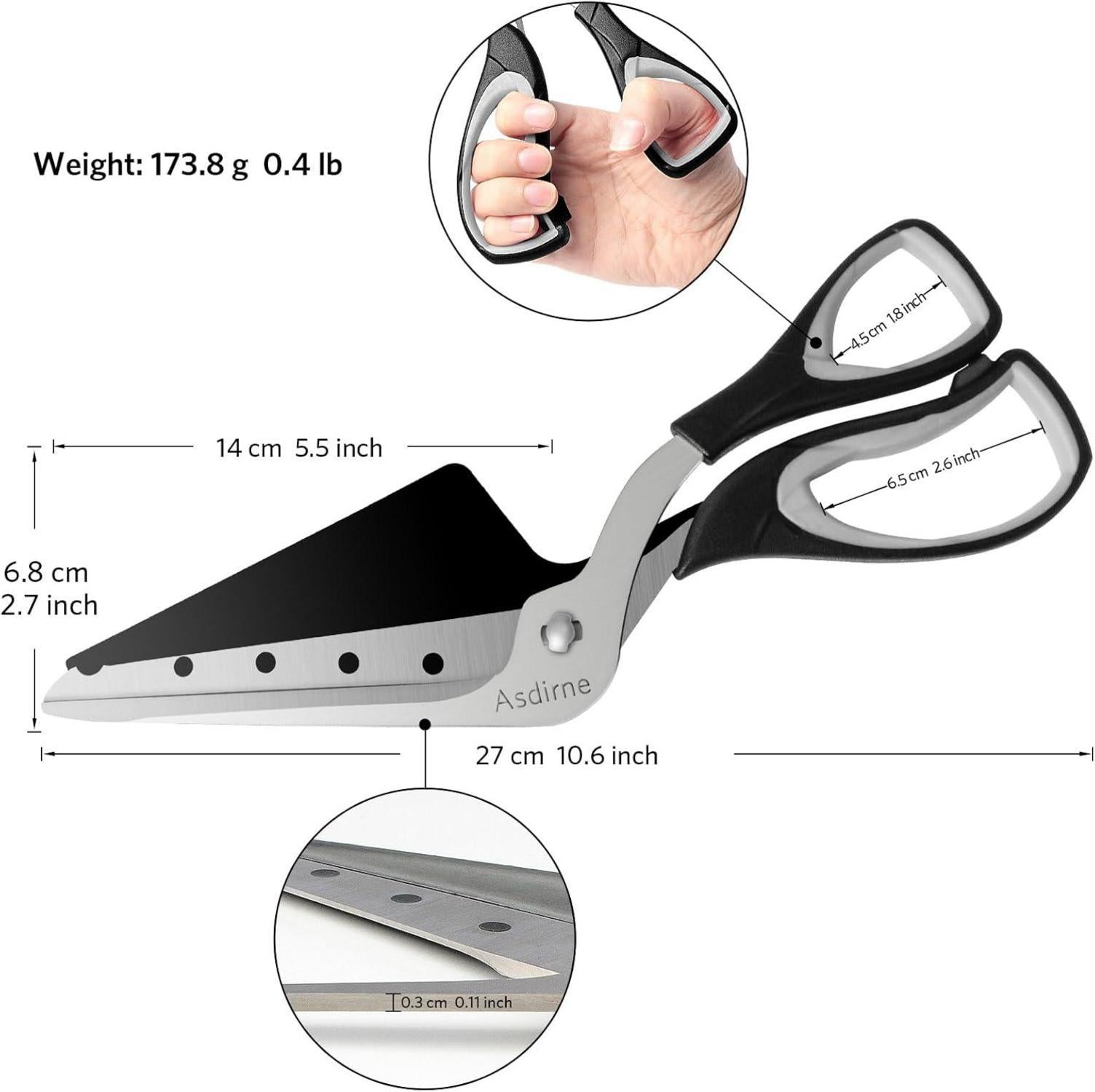 Pizzaschere mit Schaufel Edelstahlklinge 27cm Schwarz/Grau