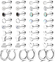 Ohrstecker Set Edelstahl Zirkonia Hypoallergen 19 Paar