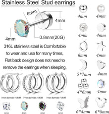 Knorpel Helix Ohrstecker Set Zirkonia Creolen Frauen Mädchen