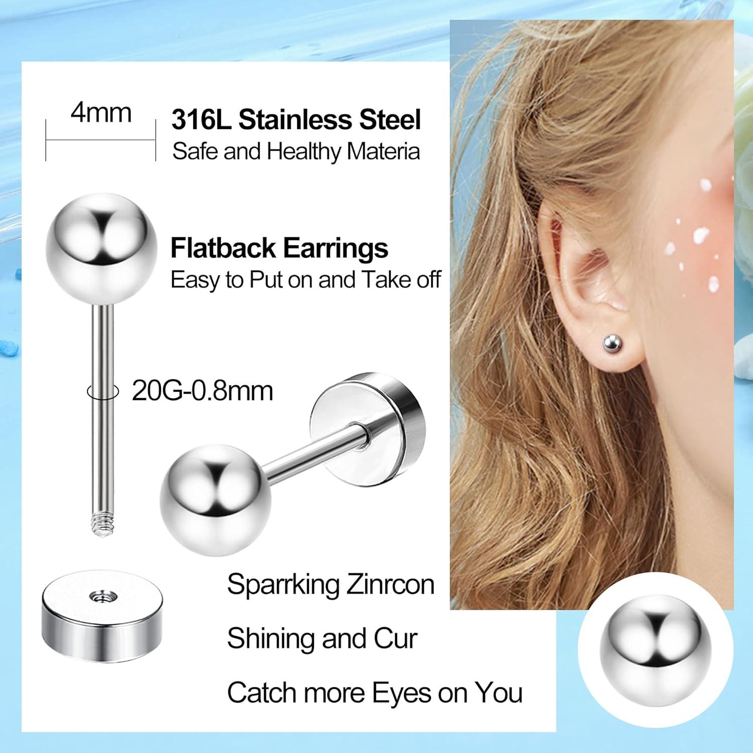 JeweBella 19Pairs Ohrstecker Damen Set Chirurgenstahl Zirkonia Creolen Piercing Set