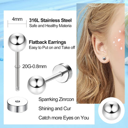 JeweBella 19Pairs Ohrstecker Damen Set Chirurgenstahl Zirkonia Creolen Piercing Set