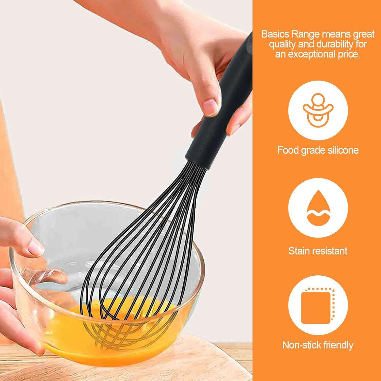 Küchenschneebesen Silikon Schwarz Stabiler Griffgebung