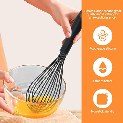 Küchenschneebesen Silikon Schwarz Stabiler Griffgebung