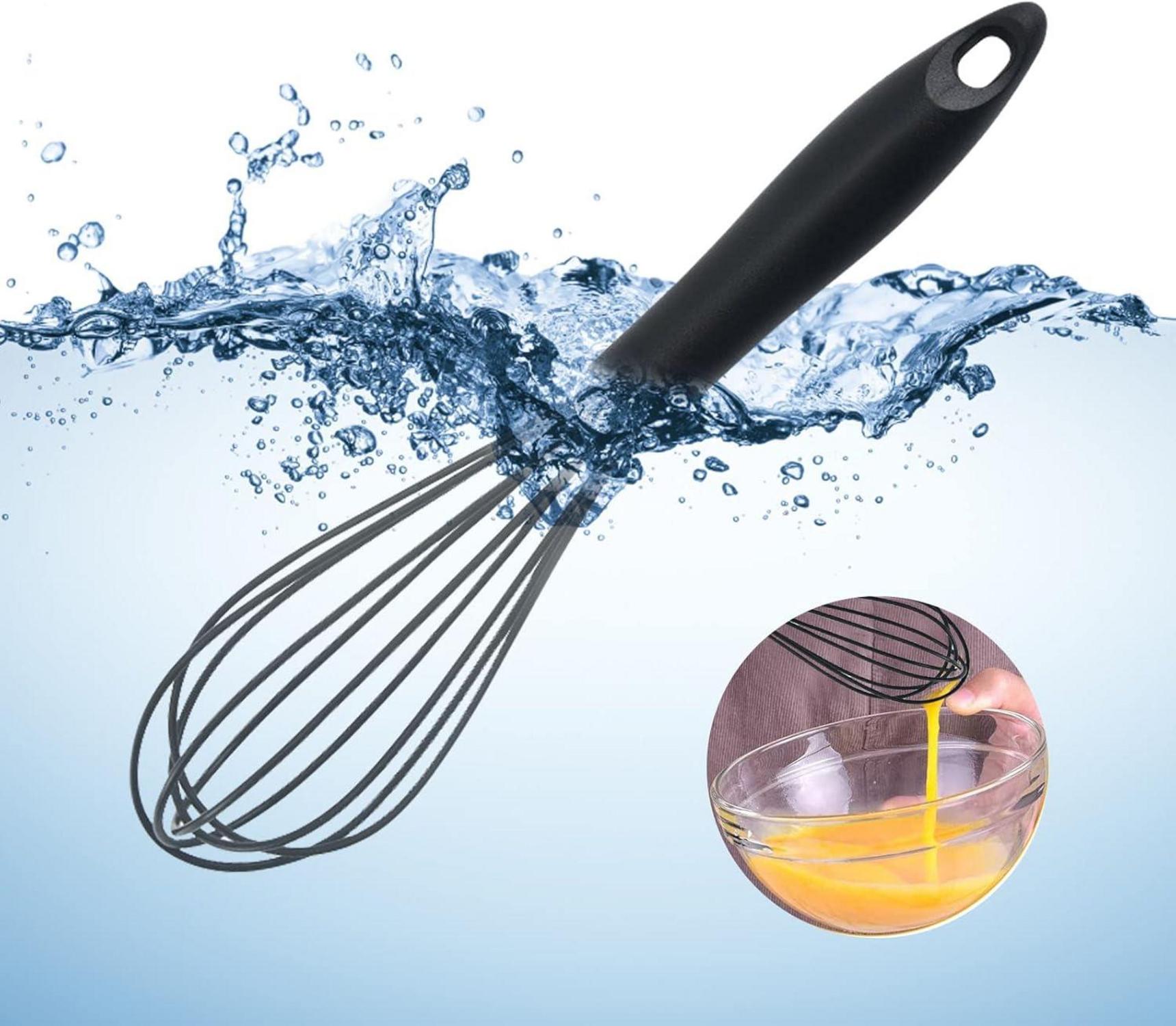 Schneebesen Küchenhelfer Silikon Griff Schwarz Antihaftbeschichtet