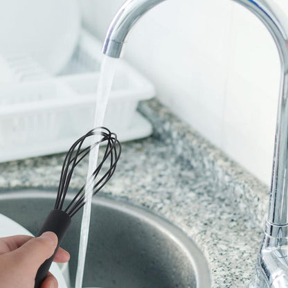 Schneebesen Küchenhelfer Silikon Griff Schwarz Antihaftbeschichtet