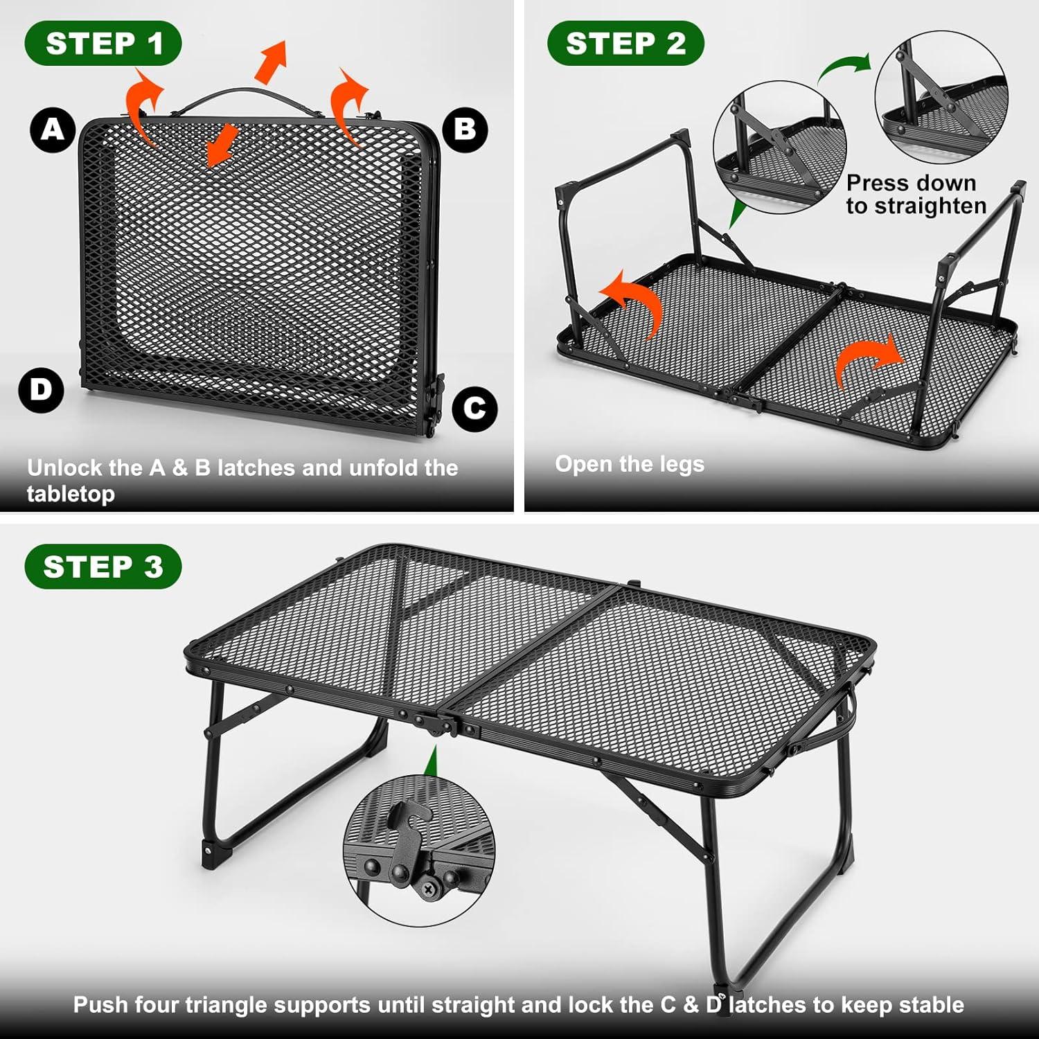 Odoland Tragbarer Campingtisch Aluminium Picknicktisch Klappbar Strand Outdoor BBQ 25CM