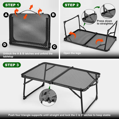 Odoland Tragbarer Campingtisch Aluminium Picknicktisch Klappbar Strand Outdoor BBQ 25CM