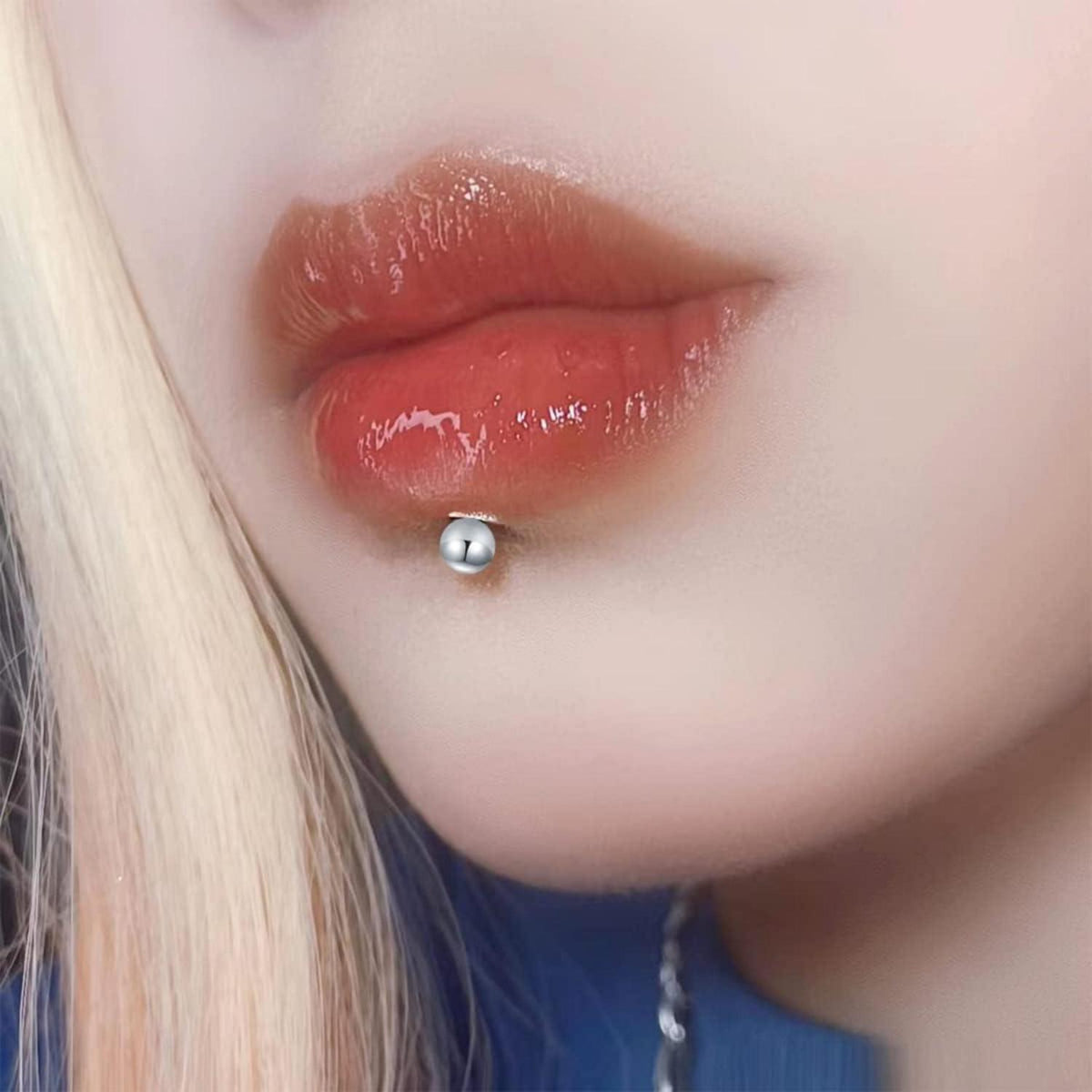 10er Set Chirurgenstahl Lippenpiercing Studs Silber 16G mit Zirkon