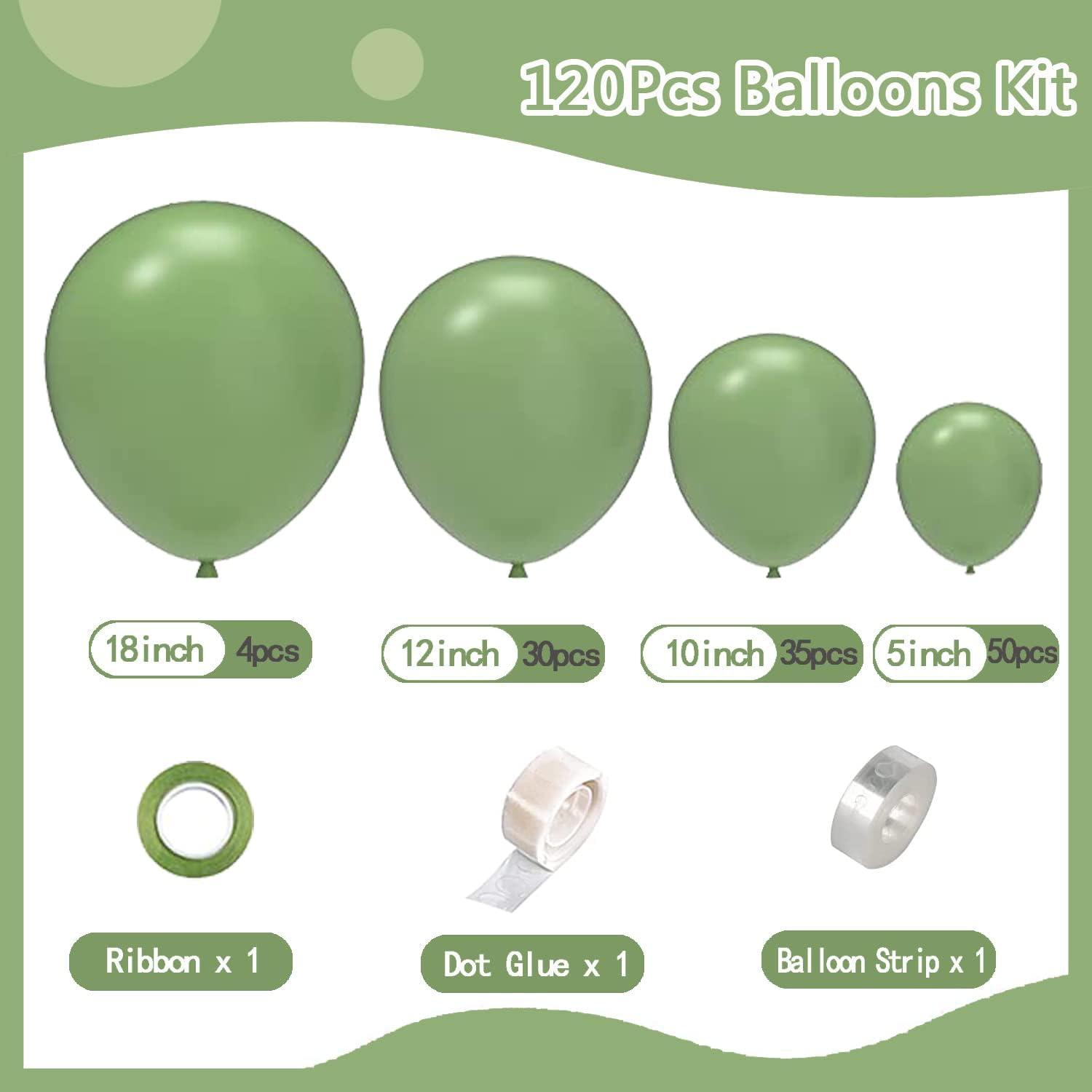 120 Stück Grüne Luftballon Girlande Set Sage Grün 18 12 10 5