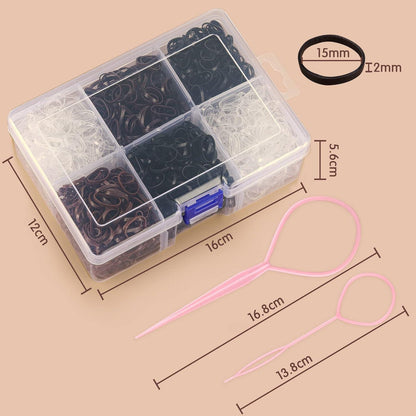2500 Stück Mini Haargummis Schwarz Braun Transparent 4 Farben