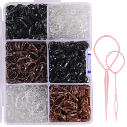 2500 Stück Mini Haargummis Schwarz Braun Transparent Flechten Frauen