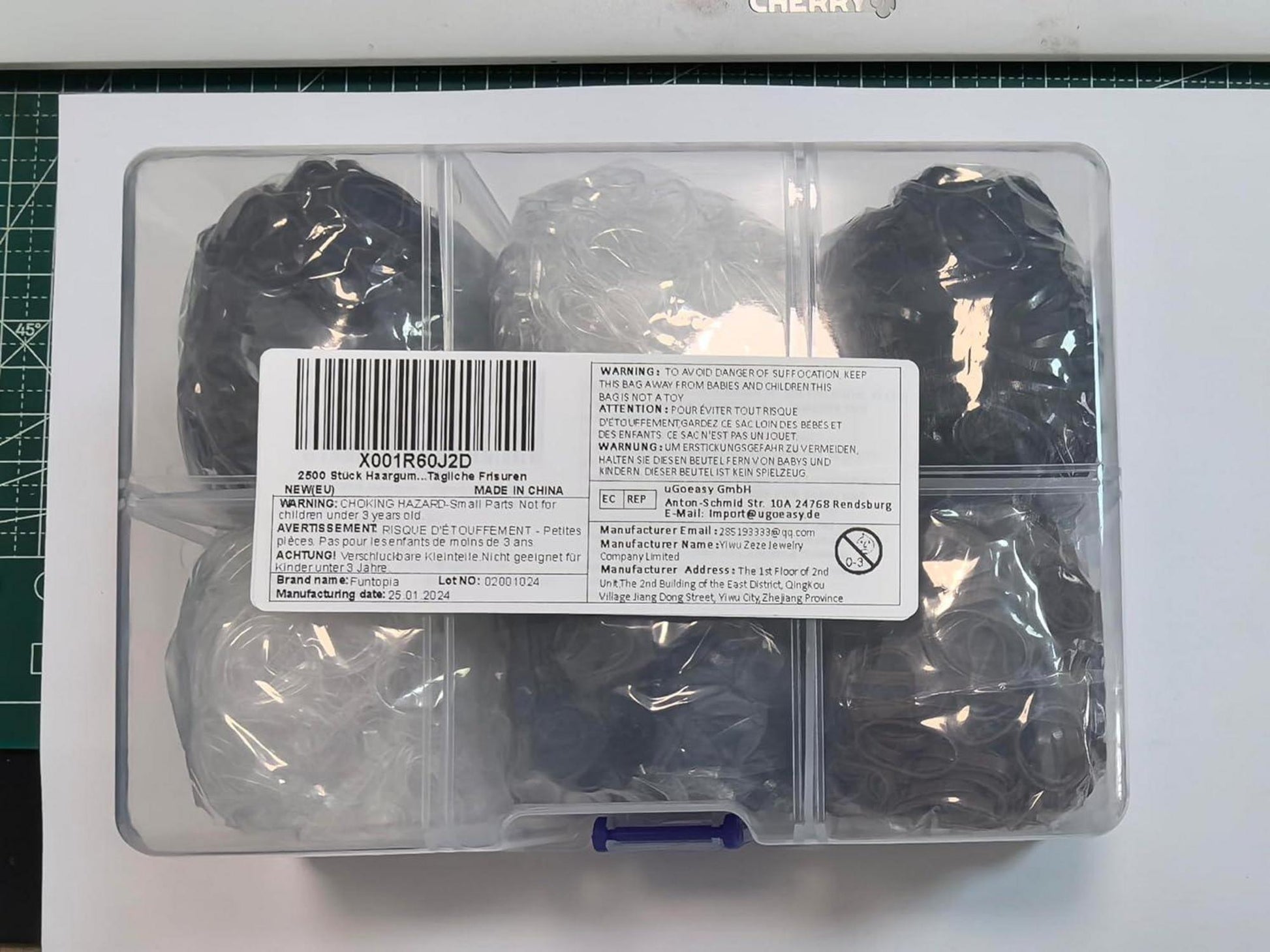 2500 Mini Elastische Haargummis Schwarz Brau Dunkelbraun Transparent 4 Farben