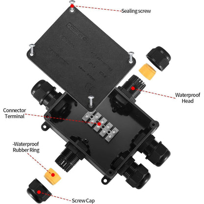 IP68 Wasserdichte Abzweigdose 6 Wege für Ø4-14mm Kabel