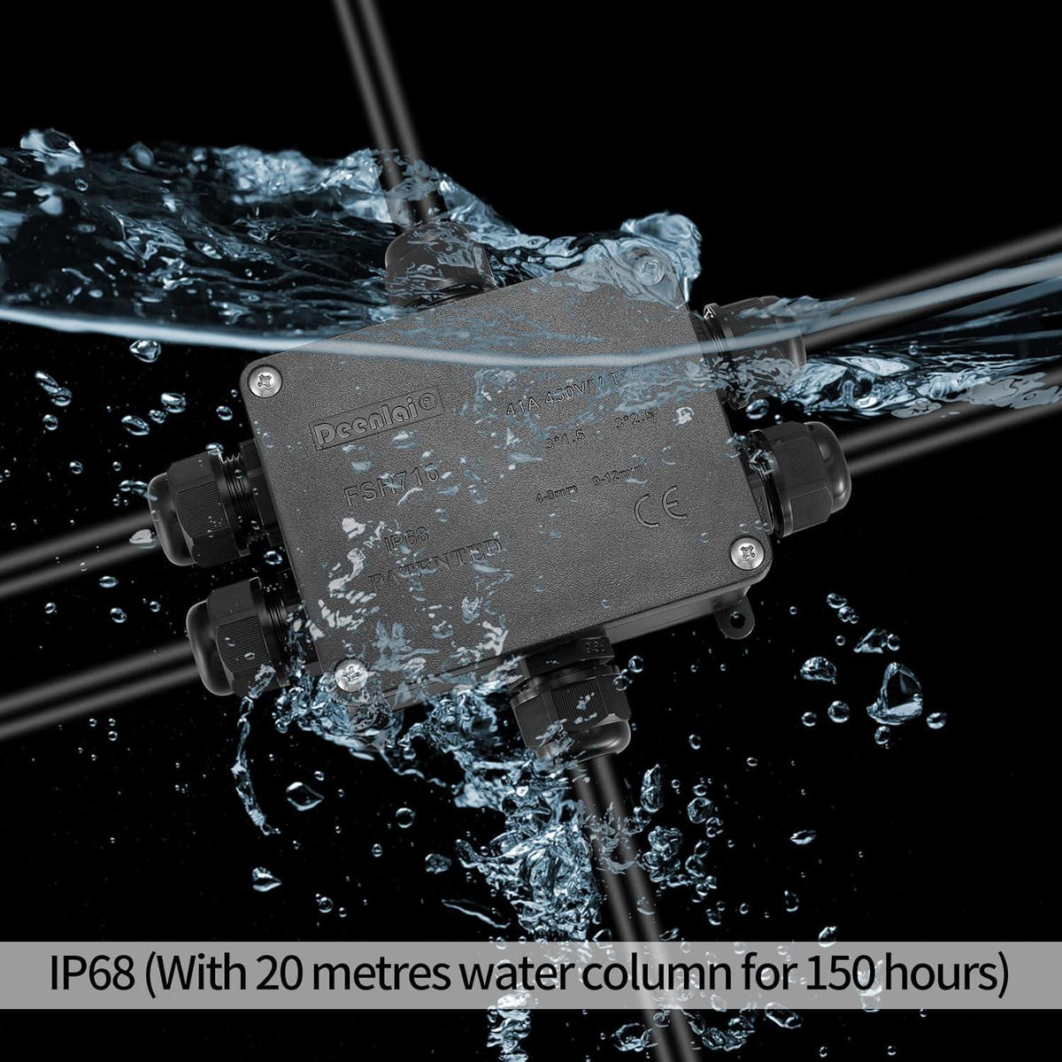 IP68 Wasserdichte Abzweigdose 6 Wege für Ø4-14mm Kabel