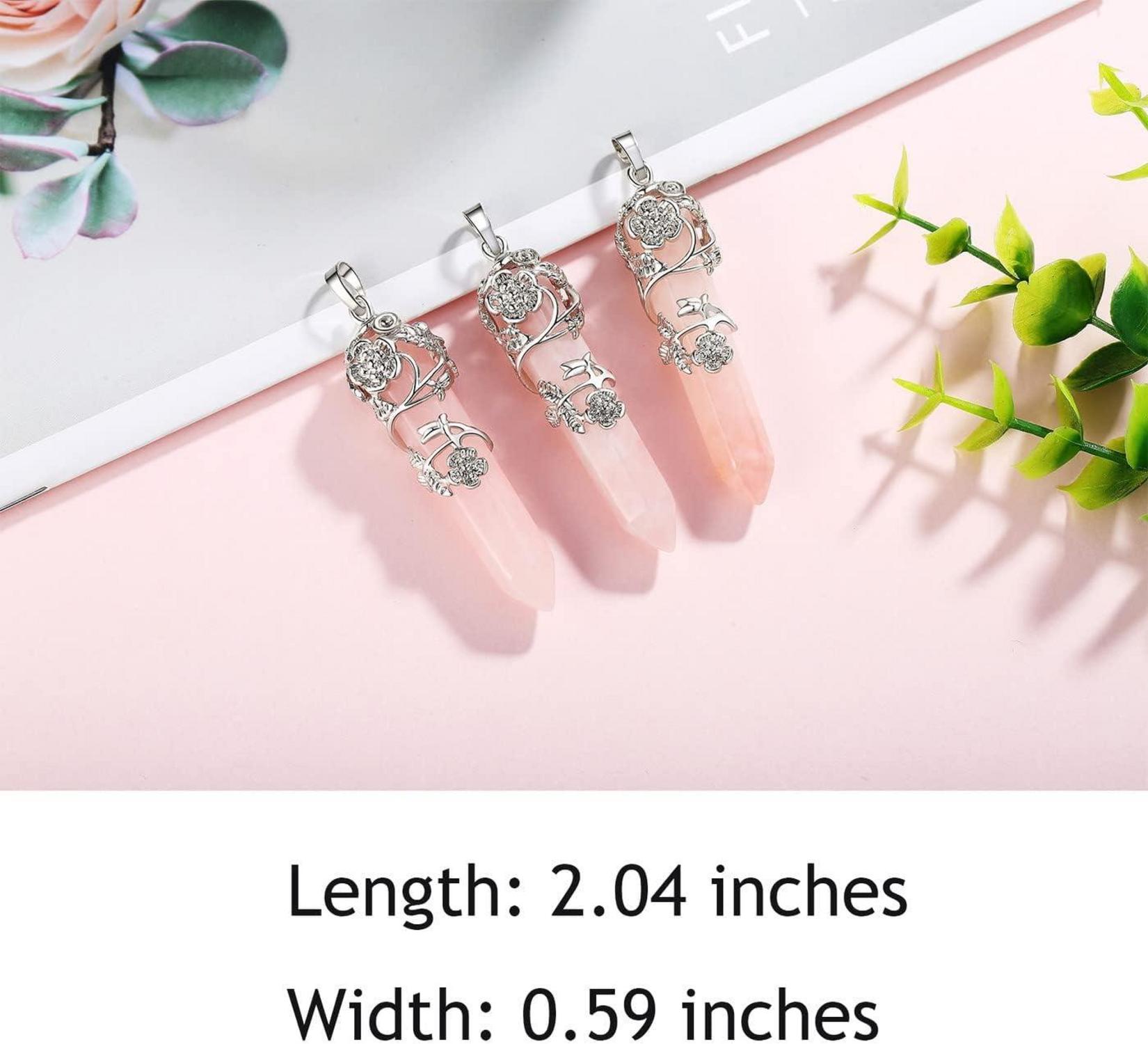 Kette Damen Rosenquarz Anhänger Reiki Kristall Halskette