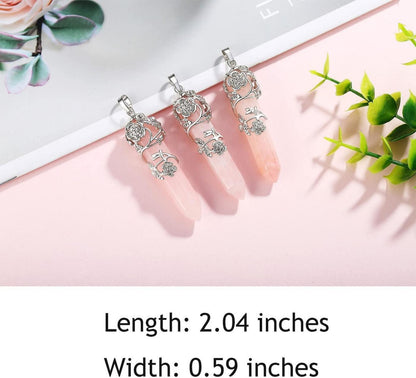 Kette Damen Rosenquarz Anhänger Reiki Kristall Halskette