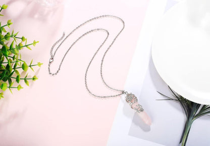 Kristall Halskette Anhänger Rosenquarz Heilung Schmuck