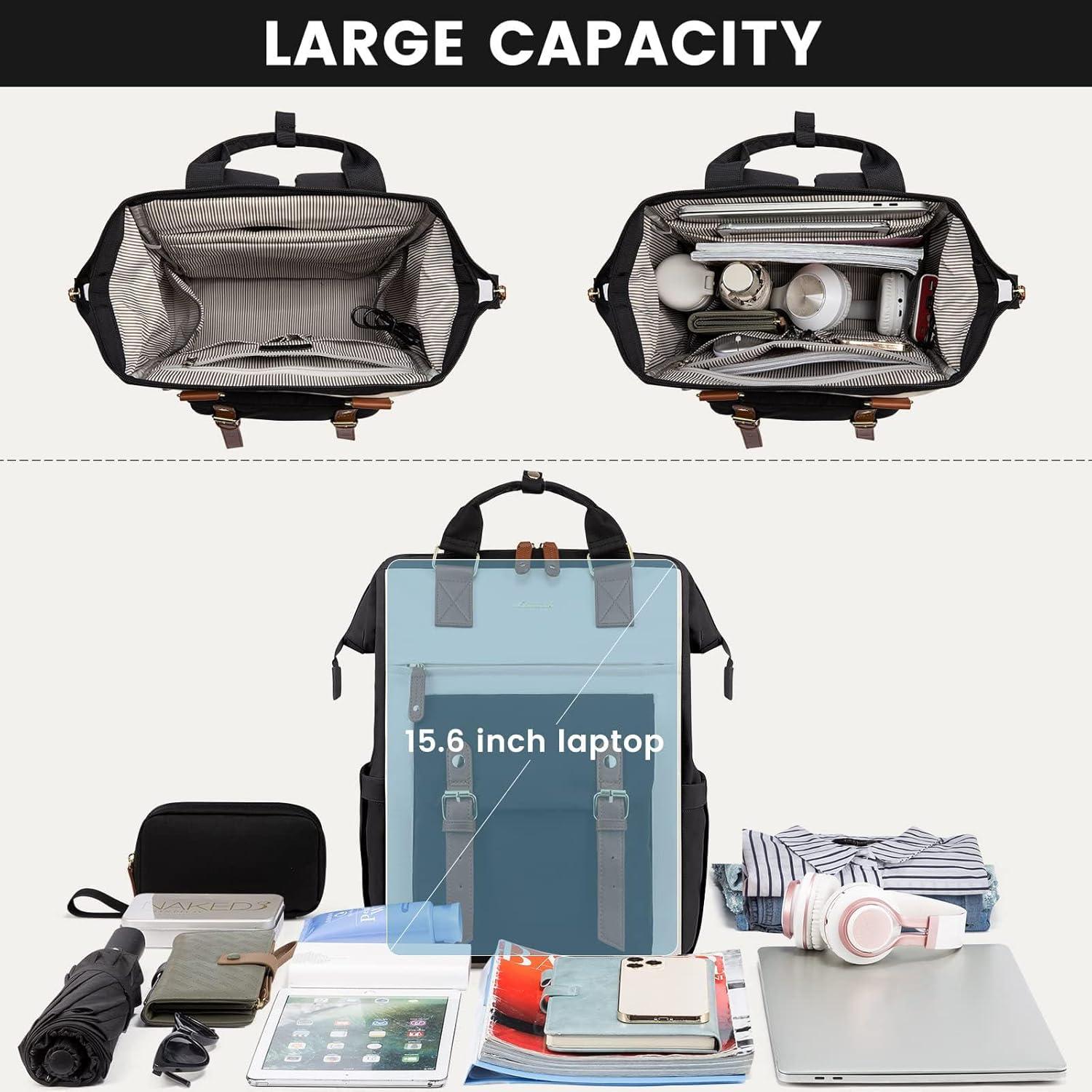 Moderne LOVEVOOK Rucksack Damen 15,6 Zoll Laptop Wasserdicht