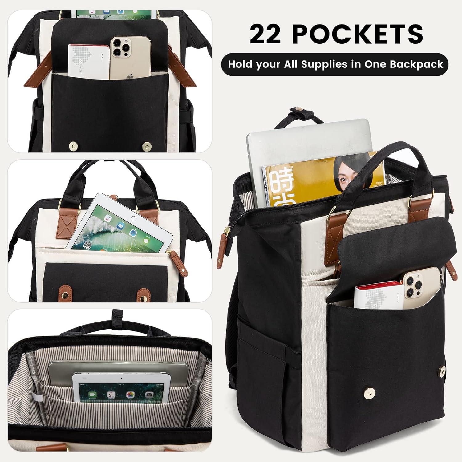 LOVEVOOK Rucksack Damen 15,6 Zoll Laptop Schulrucksack Wasserdicht Uni Travel Business