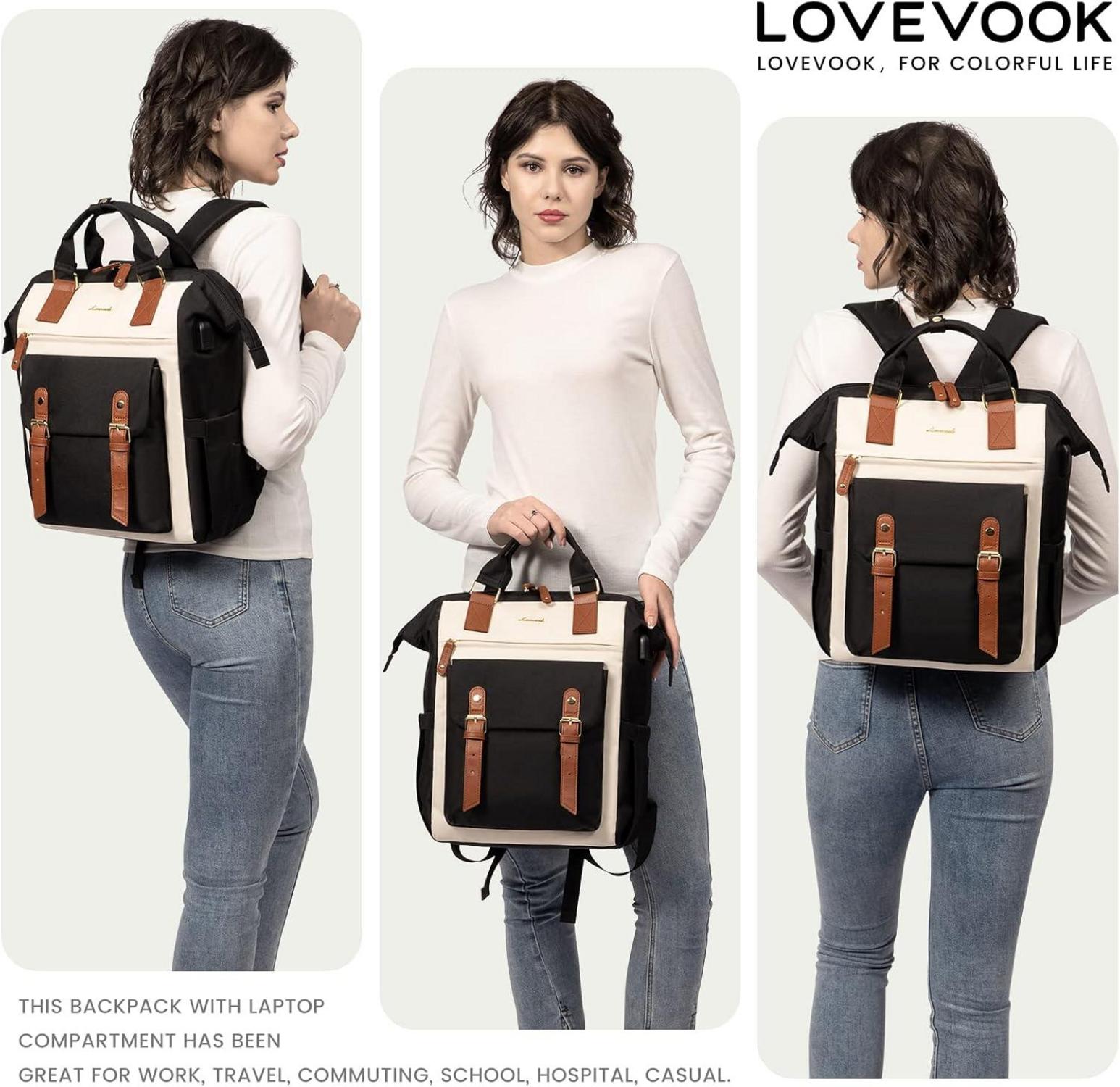 LOVEVOOK Rucksack Damen 15,6 Zoll Laptop Schulrucksack Wasserdicht Uni Travel Business