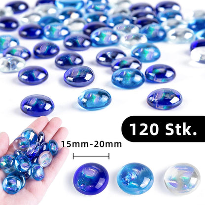 Irisierend Glasnuggets Blau 120 Stück Dekosteine Glassteine