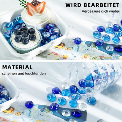 Irisierende Glasnuggets Blau 120 Stück Dekosteine Mosaiksteine
