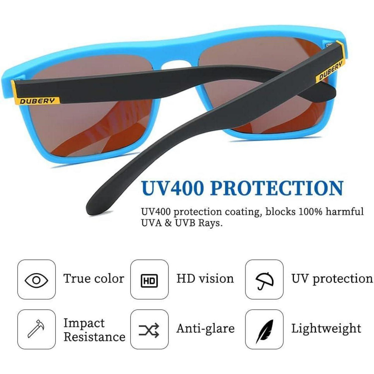 Polarisierte Sonnenbrille Herren Damen UV400 Retro Vintage Blau